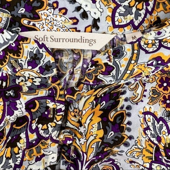 Soft Surroundings Paisley Crepe Blouse Size Medium - Picture 8 of 10
